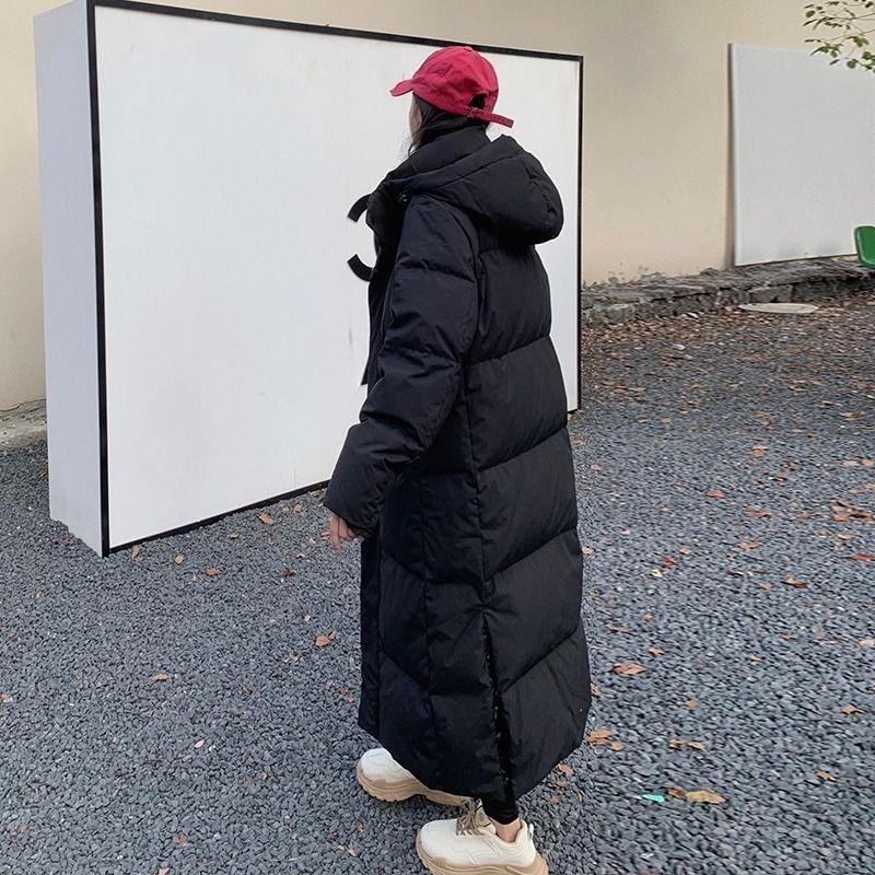 Длинное хлопковое пальто для женщин, Хлопковое пальто длиной до колена, Новая корейская версия, Свободная утолщенная хлопковая куртка, Зимнее пальто
