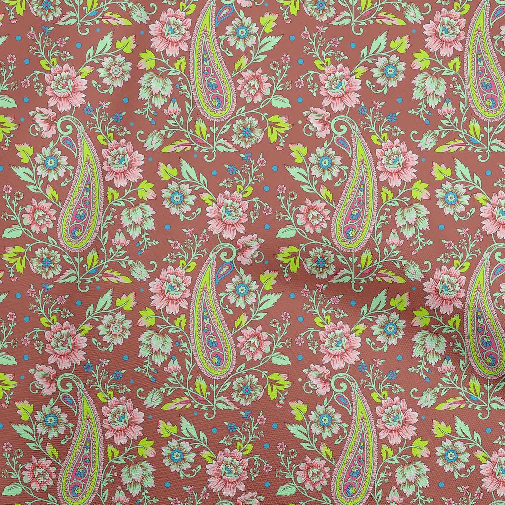 oneOone Cotton Flex Dark Peach Fabric Paisleys Craft Projects Decor Fabric Printed By The Yard 40 Inch
