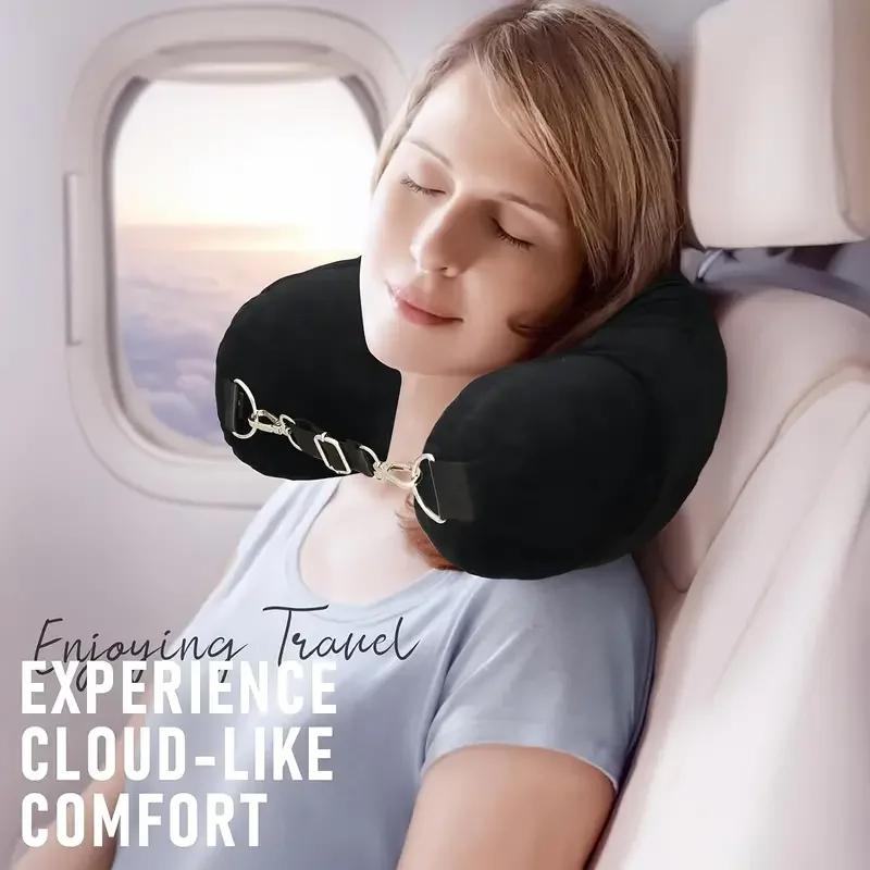 Дорожная подушка для шеи U-образной формы, регулируемый чехол из мягкой шерсти, можно наполнить одеждой для комфорта