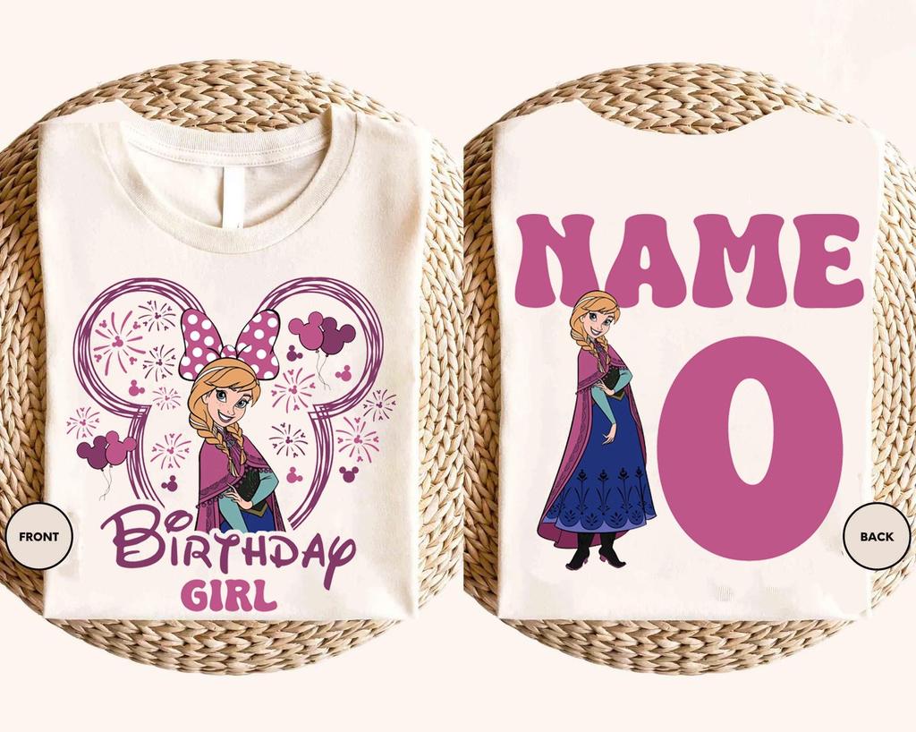 Custom Fairytale Princess Birthday Girl Shirt, Winter Princess Tee, Cartoon Mouse Ears Party Outfit