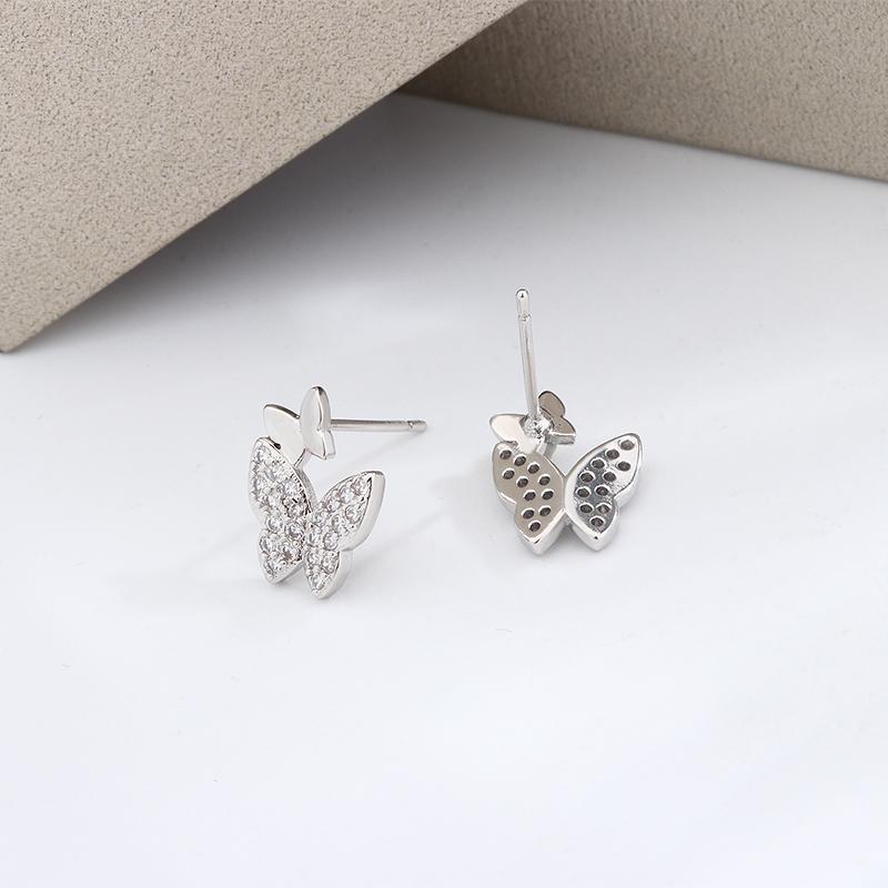 Бабочка Полный Бриллиантовый Пуссеты Дамы Простые Все Темперамент Позолоченные Серьги Маленькие Изысканные Отправить Подруге