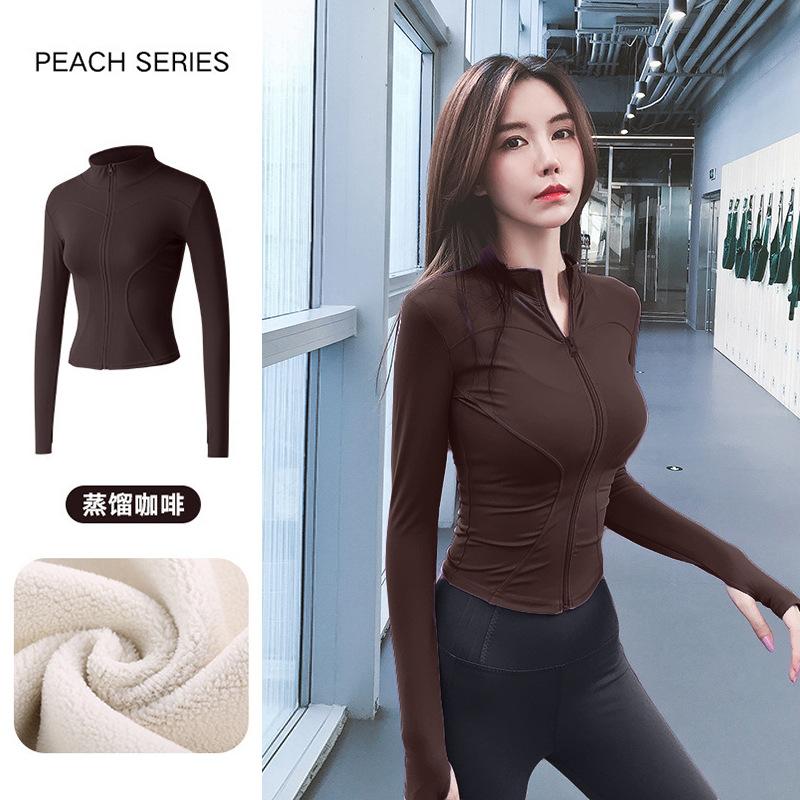 New spring velvet warm professional Pilates training yoga clothes top women's fitness running sports jacket