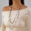 Trendy Double Chain Floral Pendant Necklace For Women Long Layered Summer Accessory