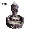 Meditation Tea Room Accessories Skeleton Incense Burner, Backflow Waterfall Cone Holder, Gothic Skull Creative Smoke Stick Holder for Halloween