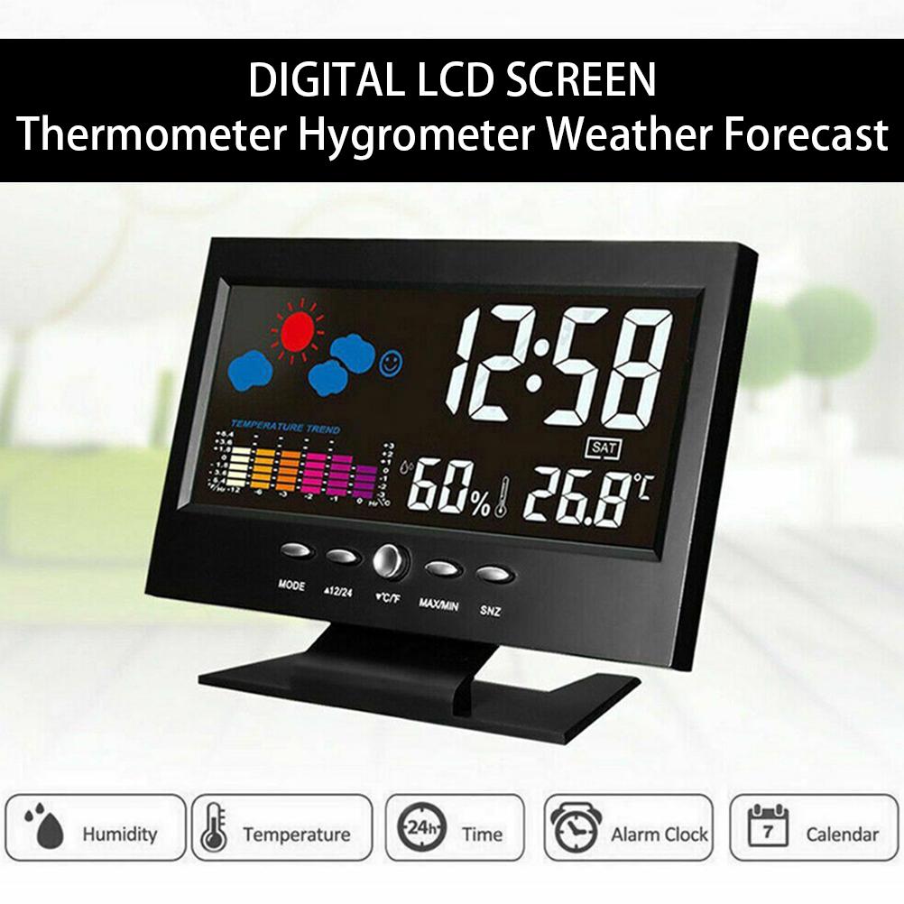 Интеллектуальный цифровой дисплей, погодные часы, беспроводной измеритель температуры и влажности с календарем, большой