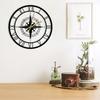 Компас Карта направления Эксклюзивные бесшумные настенные часы Морской черный Роза ветров Домашний декор Путешественник Дизайн интерьера Ретро настенные часы