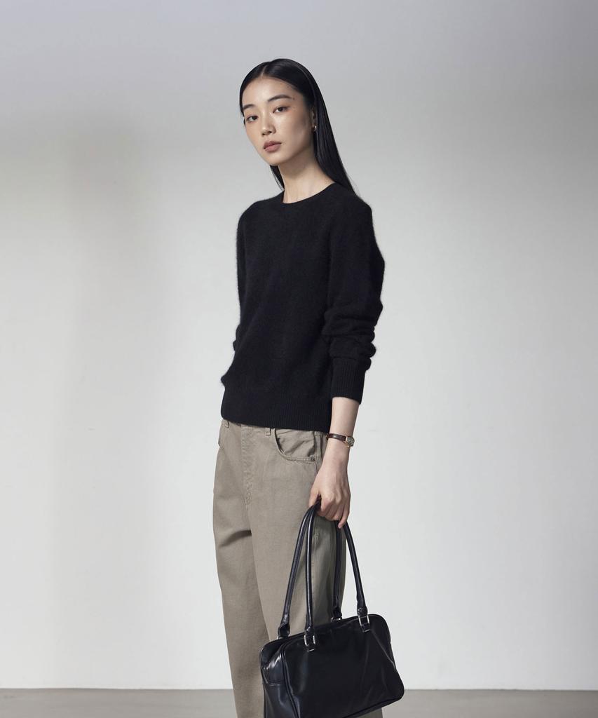 THEKNITCOMPANY (Women) Brushed Wool Cashmere Crew Neck Sweater 5 Colors