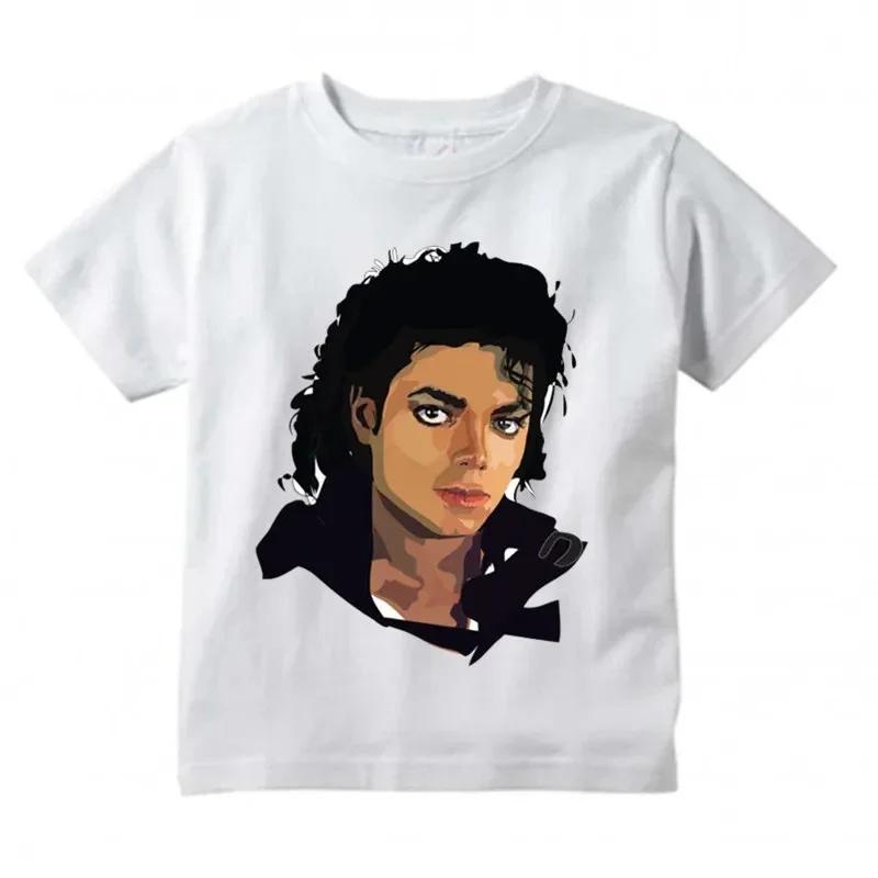 Графическая мужская и детская футболка Michael Jackson Y2K Высококачественный хлопок Повседневная летняя Рок-мода Короткий рукав Круглый вырез Футболка