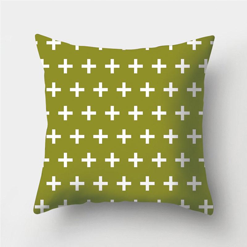 Green Geometric Pattern Throw Pillowcase Home Decor Square Wave Print Pillowcase Sofa Bed Decorative Pillowcase