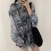 Sun-proof Summer Shirts Women Tie Dye Harajuku Gothic Top Korean Loose Casual Clothes
