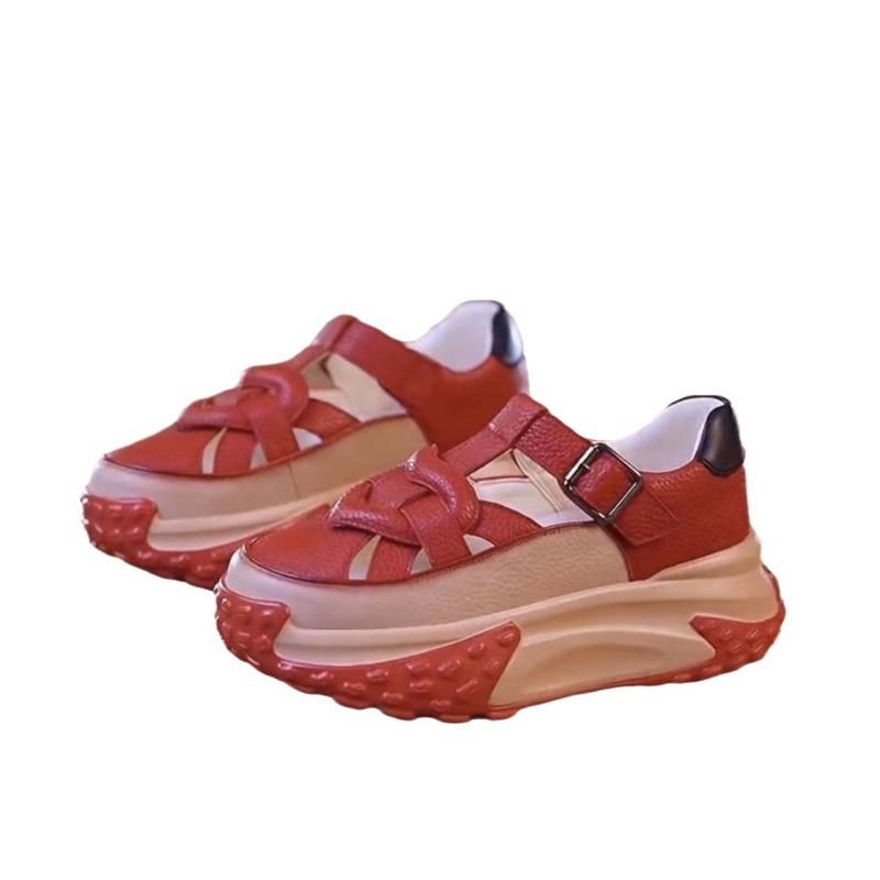 Туфли с толстой подошвой и антизапахом для пап, дышащая повседневная обувь, новые универсальные сандалии с вырезами для женщин