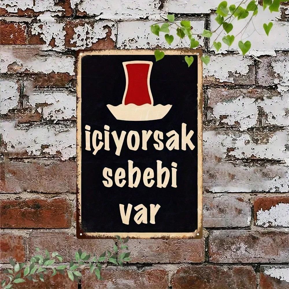 Ретро Турецкий Чай Металлическая Вывеска Винтажная Чашка для Чая Настенное Искусство Водонепроницаемая Декор Кафе Бара Дома