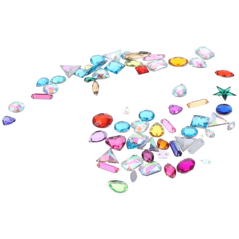 Mixed Shapes Sewing Crystal 2 Holes Rhinestones 700 Pieces Sew On  Decorations