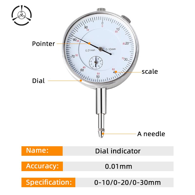 Dial Indicator 0-10mm 0.01 Anti-Rust Aluminum Shell for Mechanics Manufacturing and Maintenance Tool Dial