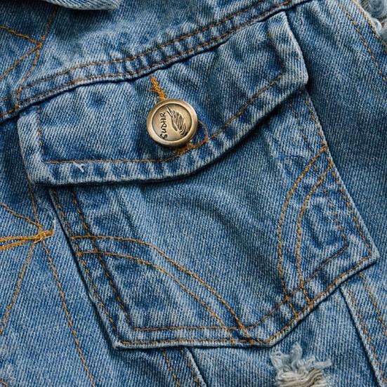 Рваные без рукавов Однобортные карманы больших размеров Сплошной цвет с лацканами Уличная одежда в стиле хип-хоп Мягкий джинсовый кардиган