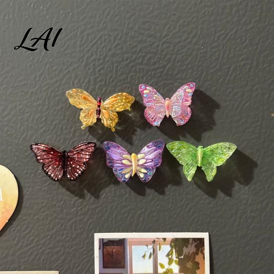 Office Memo Holders 5Pcs 3D Butterfly Refrigerator Magnet Inspired Kitchen Whiteboard Resin Decorative Magnets Magnetic Decor for Photos Notes