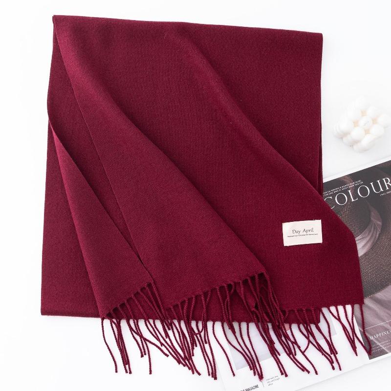 New Solid Color Maillard Imitation Cashmere Scarf for Women Autumn and Winter High End Warm Shawl Simple Scarf