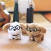 1PCS Cute Cartoon Dog Plush Bag Pendant Keychain Cartoon Plush Soft Bells Wear Glasses Pendant Creative Little Dog Keychain