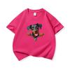 Kids Cotton T Shirt Adorable Doberman Dog Zipper Print Crew Neck Short Sleeve Tee Casual Boys Girls Summer Tops