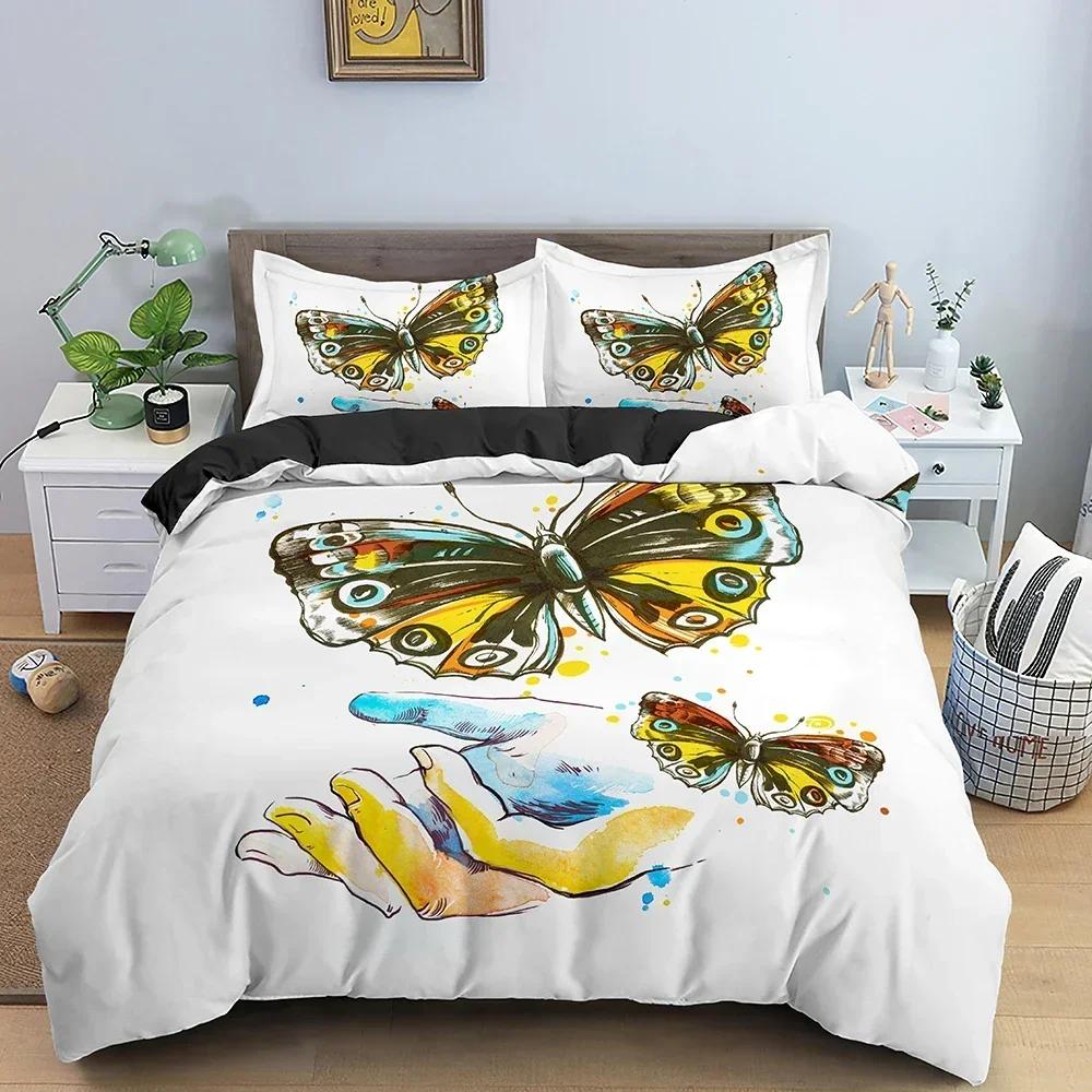 New 3D Print Butterfly Comfortable Duvet Quilt Cover Pillowcase Bedding Set Children Bedroom Decoration Home Textile