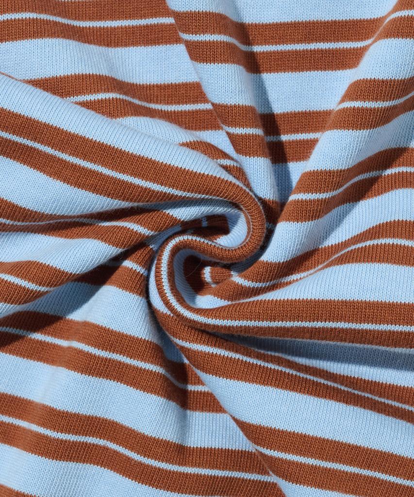 TAILOR STUDIO Oxford Striped Collared Long Sleeve Tee (Brick/Blue)