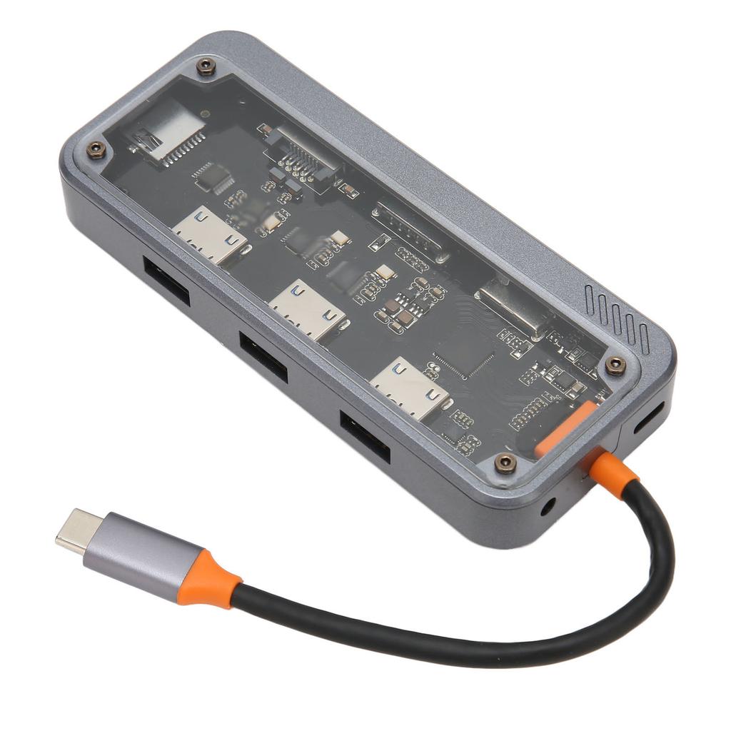 Тип C Hub PD зарядка USB 3.0 2.0 RJ45 сетевая прозрачная оболочка многопортовая док-станция для