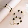 Elegant Four Leaf Clover Jewelry Set Women - Necklace Bracelet Earrings In Titanium Steel Gold Plated Lightweight Daily Wear