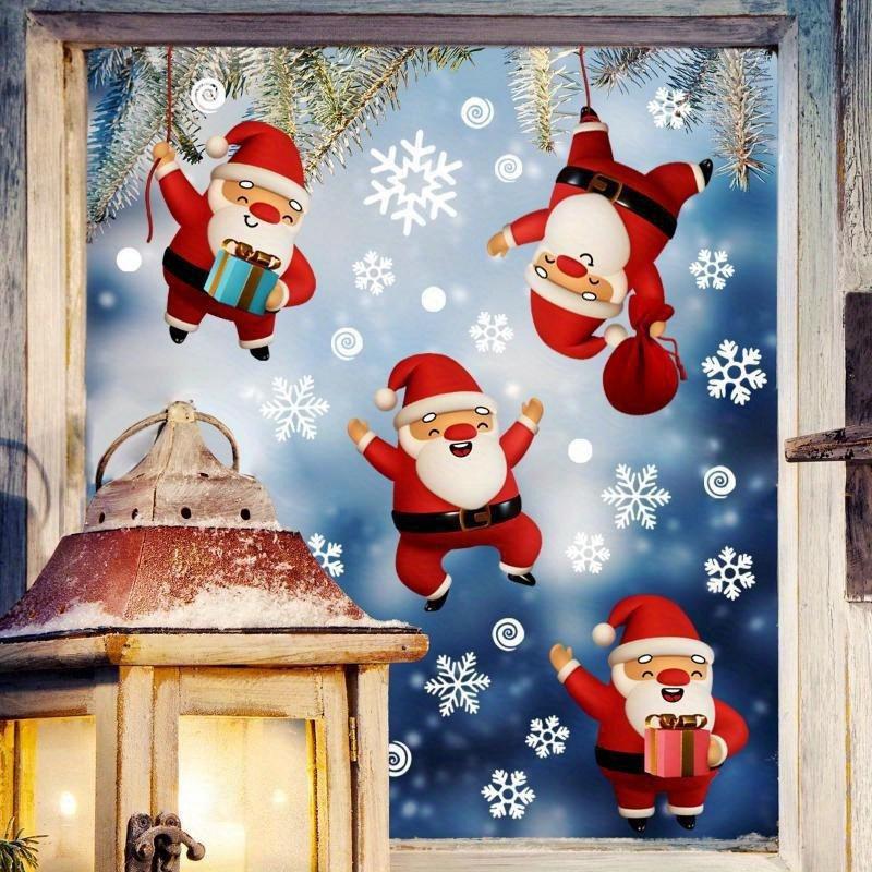 1 шт. новые рождественские наклейки Санта-Клауса со снежинками, настенная бумага для гостиной, окна, холодильника, настенная наклейка, самоклеящаяся настенная декорация