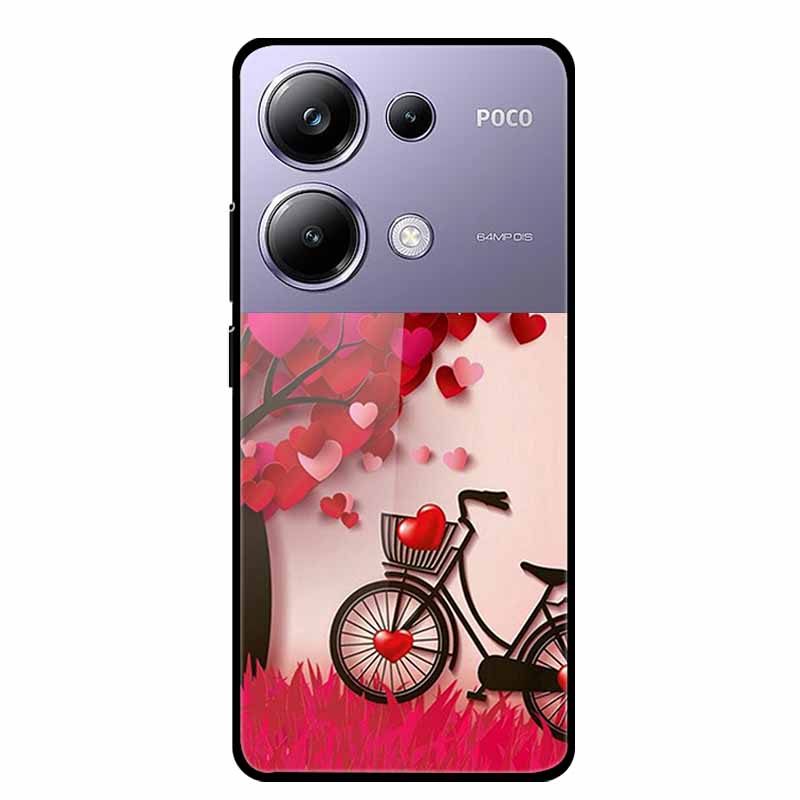 Чехол-накладка для Poco M6 Pro СтеклоЗакаленное Стекло Чехол Жесткая Задняя Панель Защита для Xiaomi Poco P oco M 6 Pro 6.67" Цветные Чехлы для Телефона