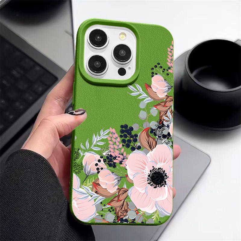 Роскошный чехол для телефона с матовой кожей и цветочным узором для iPhone 16 Pro Max 15 Pro 14 13 12 11, тонкий противоударный мягкий бампер из ТПУ