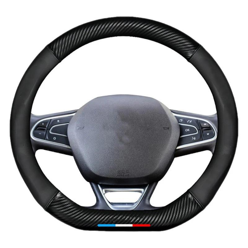 BHA1 Car Carbon Fiber Steering Wheel Cover For Renault Scenic Clio Laguna 2 3 4 5 KangooFluence Megane Trafic Talisman Twingo Kaptur
