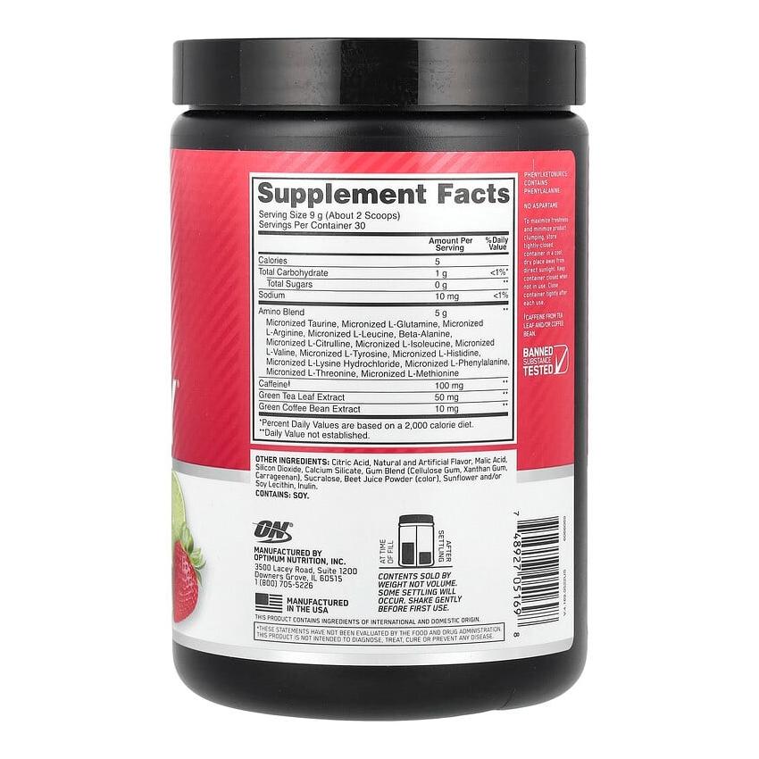 Essential Amino Acids Strawberry and Lime (270 G), Essential Amin.O. Energy Strawberry Lime, Optimum Nutrition