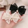 2pcs Xiaoxiangfeng Lace Bow Hair Clip, Pearl Bow, Bangs Clip, Side Hair Clip, Hair Accessory, Hairpin