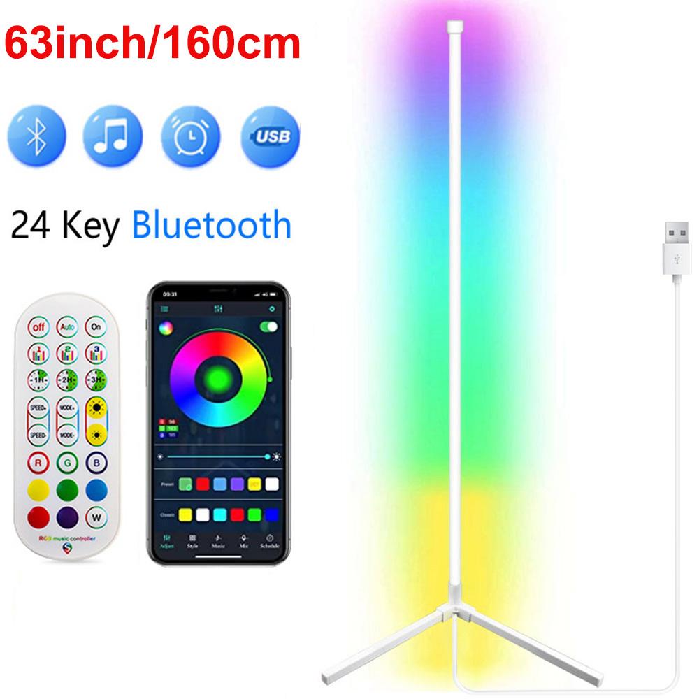 160cm Dimmable Smart Bluetooth Corner Floor Lamp RGB LED Mood Lighting Alexa Stand Light for Bedroom Gaming Living Room Decor