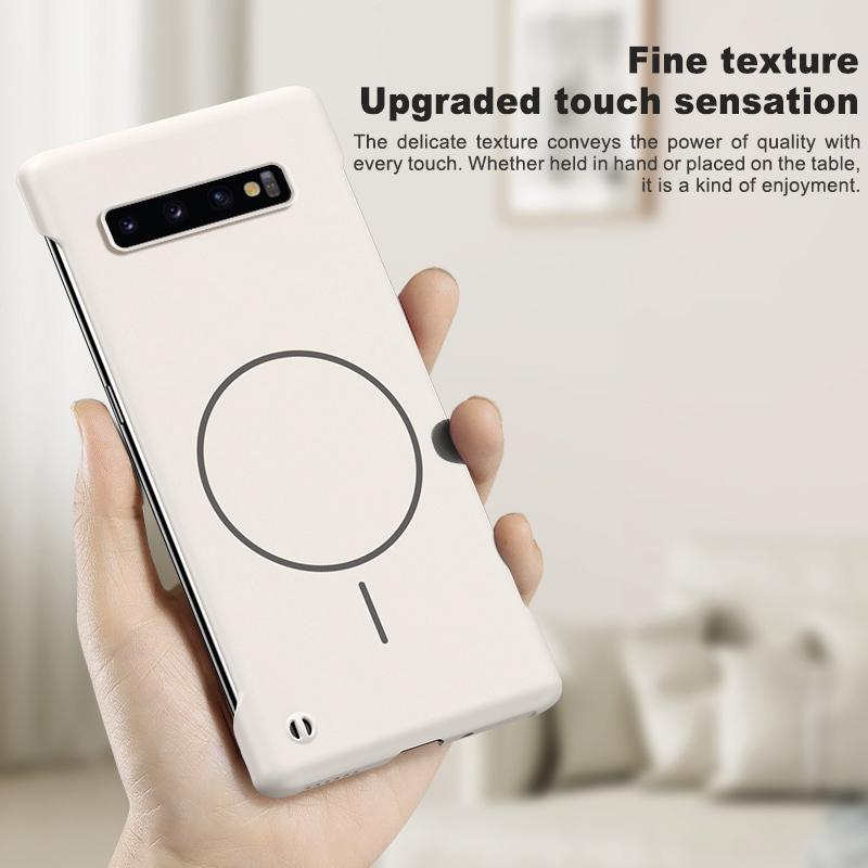 Для чехла для телефона Magsafe без рамки для Samsung S10 Plus S20+ S21 FE S22 S23 Note 20 Ultra Тонкий Бескаркасный Жесткий ПК Магнитная Крышка