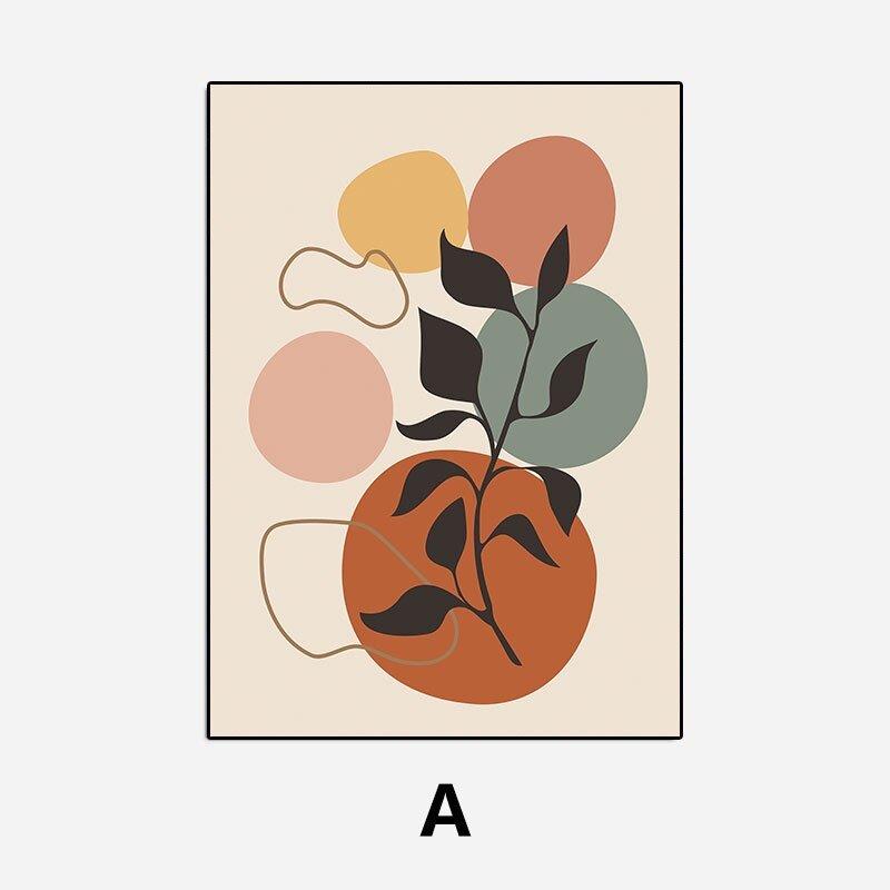 Abstract Color Block Leaves Canvas Painting Geometric Designs Wall Decorative Poster Picture Print Living Room Bedroom Art Decor