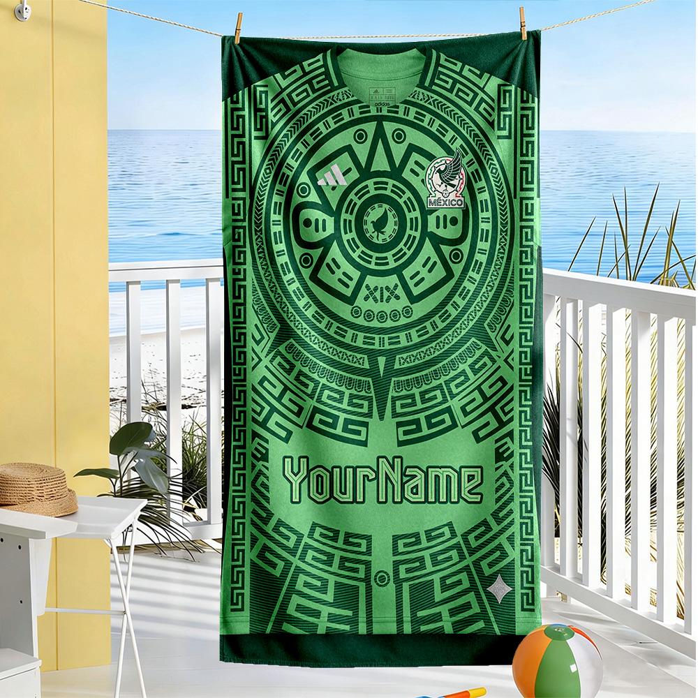 Ethnic Tribal Patterns Customize Your Name Beach Towel Quick-Dry Soft Microfiber Suitable for Swimming Gym Camping Yoga Vacation