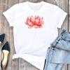 (Asian Size) Tee Top Women T Shirt Flower Floral Style Trend 90s Woman Female Short Sleeve Clothing Print Fashion Graphic T-shirts