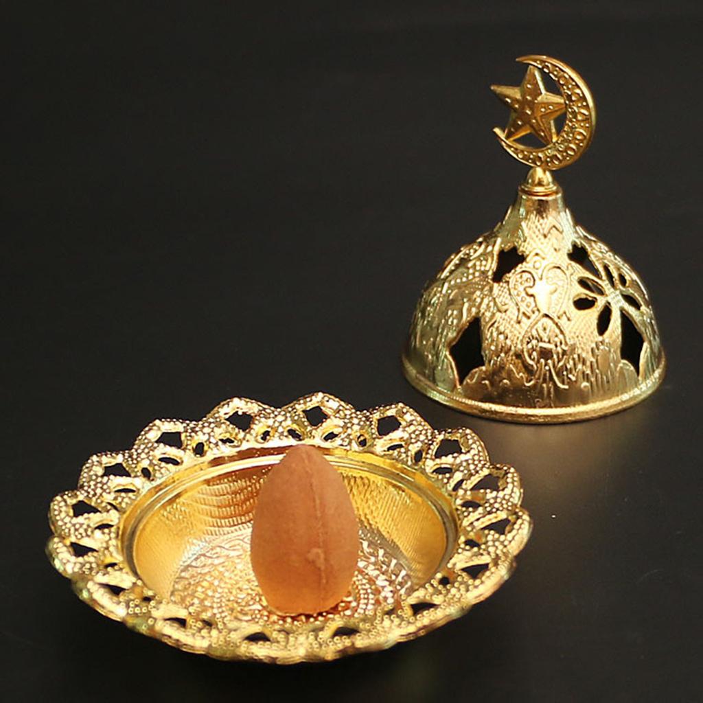 Crown Retro Copper Hollow Out Incense Stick Burner Holder Golden Arab Burner Catcher Home Decoration