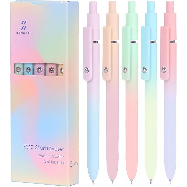 FIOVER Colored Pens, 6 Pack Colorful Gel Pens, Quick-Dry 0.7mm Medium Point for Journaling, Note Taking, Doodling, Aesthetic Office School Supplies,