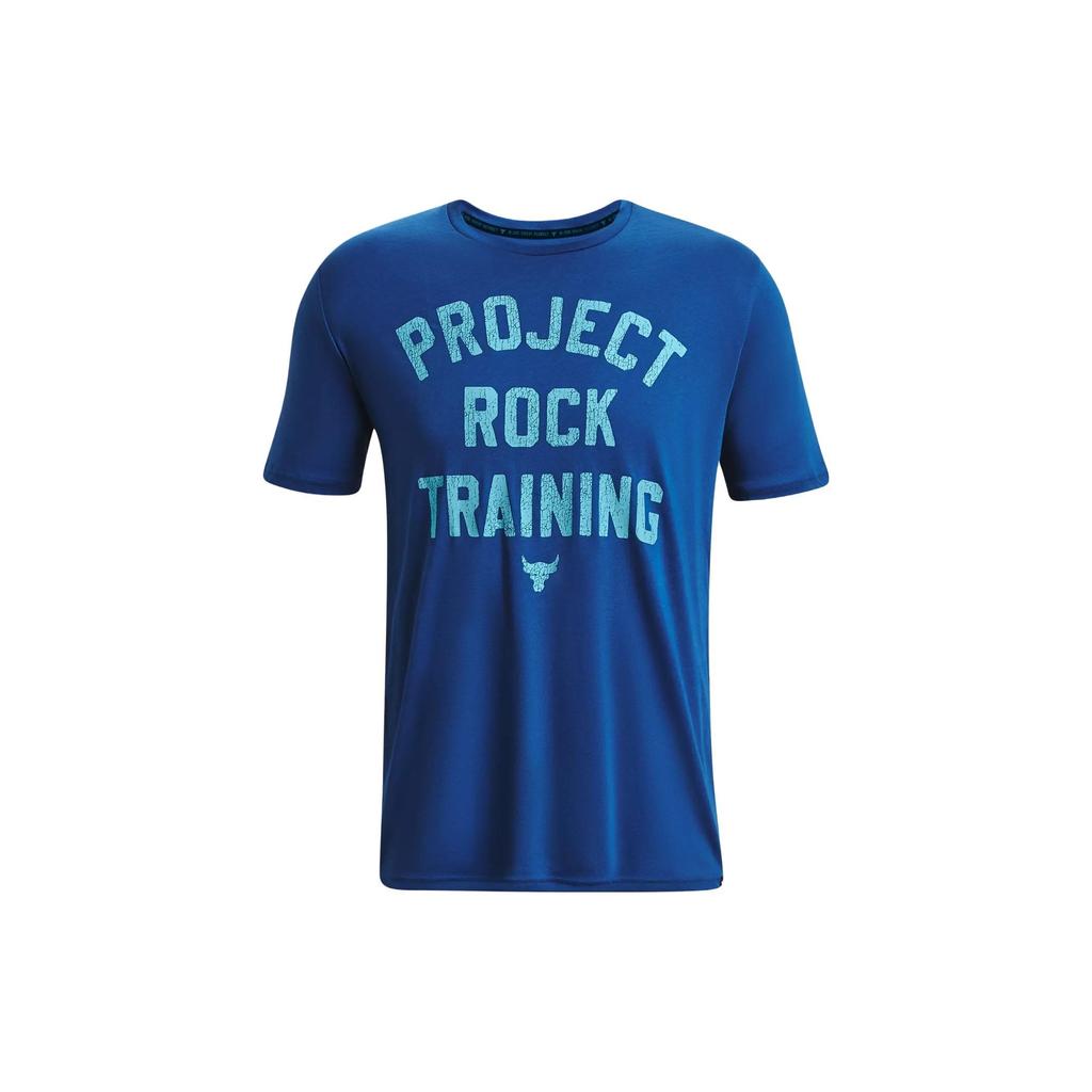 Under Armour Футболка Project Rock с графическим принтом и круглым вырезом с короткими рукавами, мужские топы Phantom-Blue 1376891-471