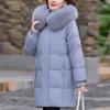 Воротник из натурального меха, Зимние пуховики для женщин среднего возраста, Винтажные длинные парки с капюшоном, Элегантные толстые теплые пуховые пальто, Женская верхняя одежда