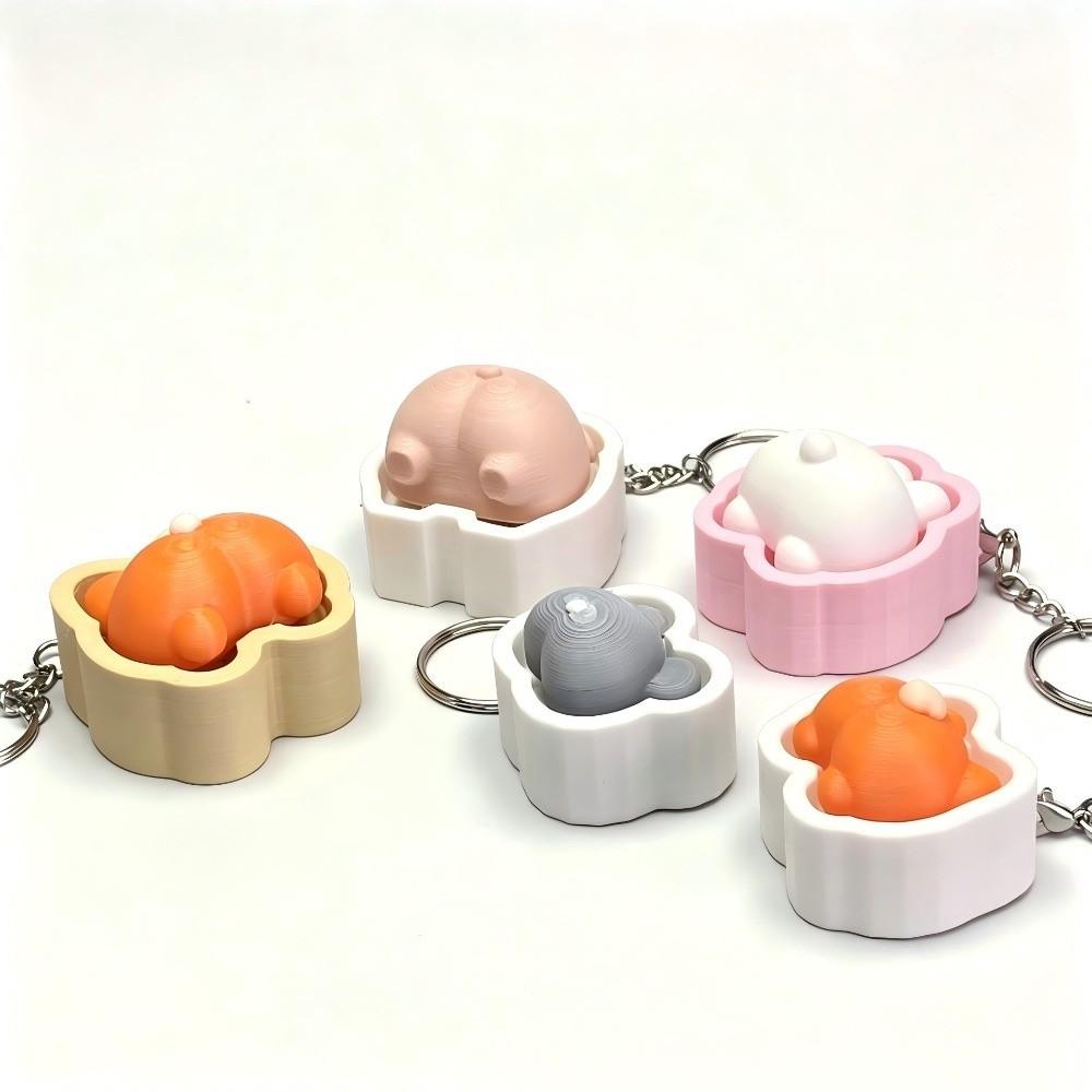 Slow Resbound Finger Button Clicker Soft Squeeze Toy Keychain Fidget Keychain Holiday Gifts