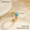 GEMCHIC Women's Vintage Turquoise Stainless Steel Ring Adjustable Gold Plated Fashion Geometric Jewelry