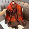 Luxury Silk Scarf Women Spring Autumn Fashion Printing Elegance Scarves Vintage Wrap Bandanna Foulard Muffler Travel Shawl
