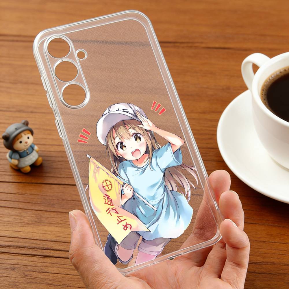 Manga C-Cells at Work phone Case For Samsung S30,23,21,22,20, FE lite,S10,9,8,7 PIus Note20ultra Soft Transparent