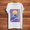 Vaporwave Укиё Великая волна у Канагавы Смешная футболкаУнисекс Повседневная Белая с коротким рукавом ФутболкаУнисекс Уличная одежда Teebreathable
