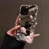 Мягкий чехол для телефона с зеркалом и узором из розовых роз для Samsung Galaxy S25 S24 S23 S22 S21 Ultra Plus FE A06 A14 A23 A36 A52 A55 A56