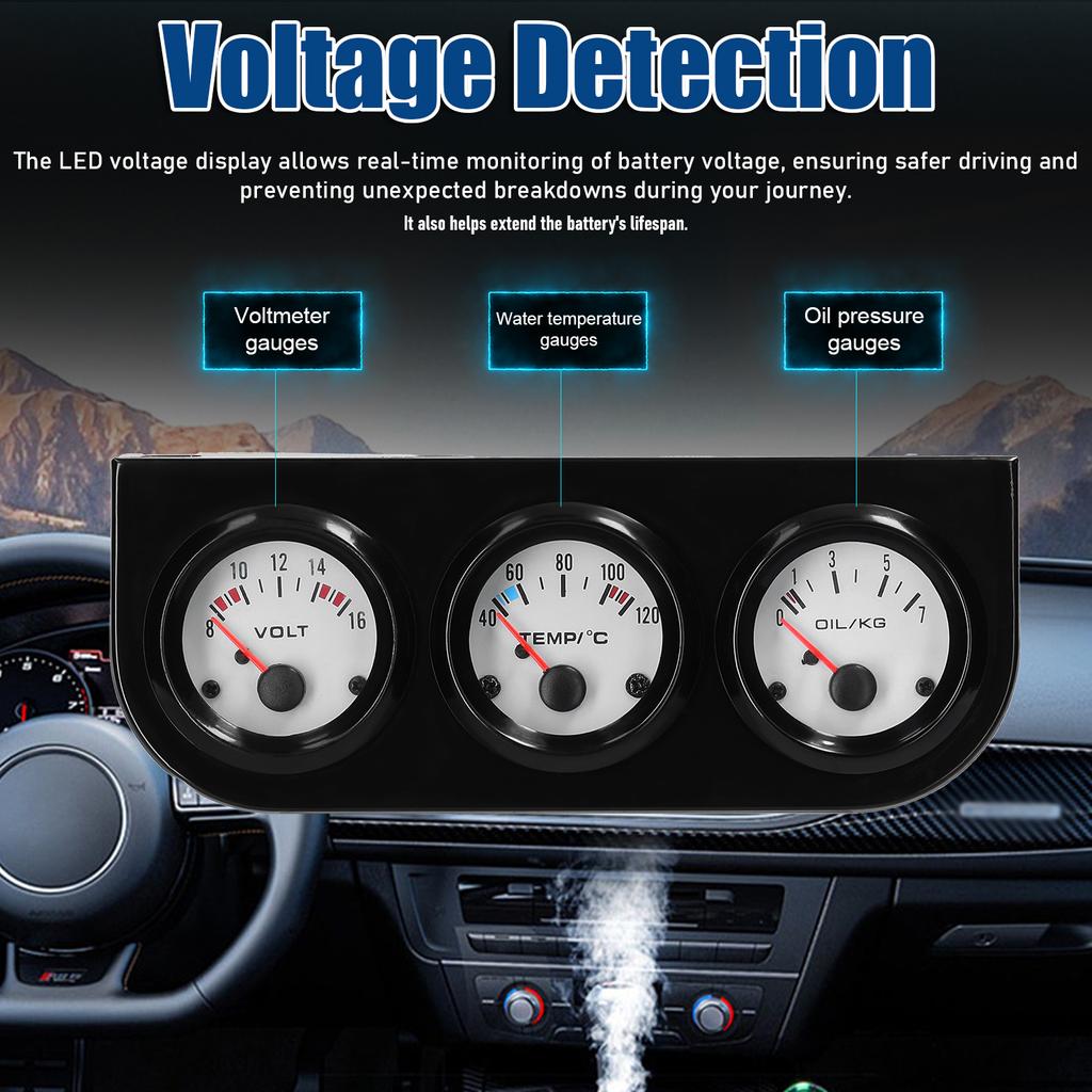 Многофункциональный автомобильный прибор 3 в 1 Комплект автомобильных датчиков 52 мм Вольтметр Датчик напряжения температуры воды Датчик давления масла