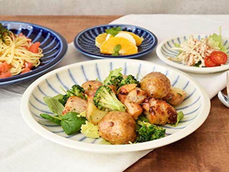 Tableware East Большое синее японское блюдо, Трава, 25 см, Белый, Посуда, ih-003-02